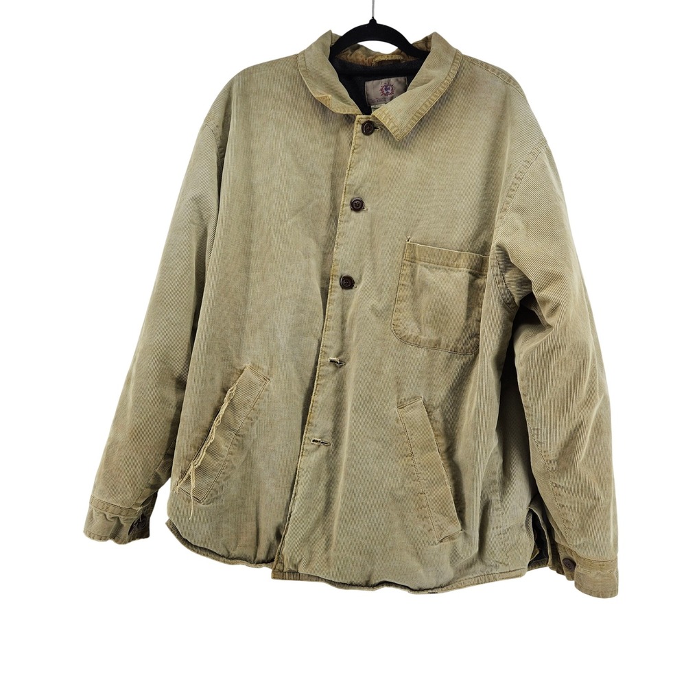 Territory‎ Ahead Mens Corduroy Distressed Chore Jacket Workwear Size L